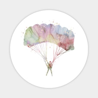 Girl Skydiver Watercolor Painting Magnet